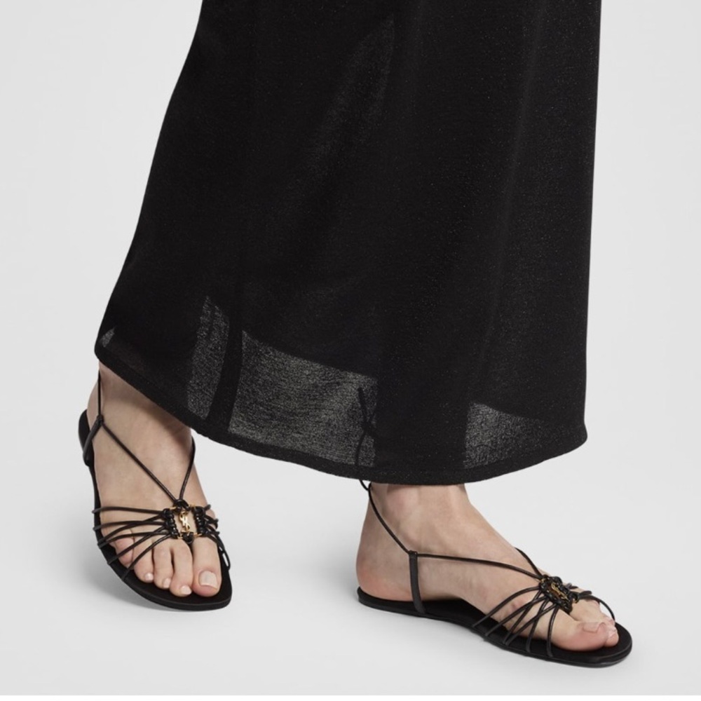 SAINT LAURENT Babylone YSL logo ankle strap sandals - Picture 2 of 6